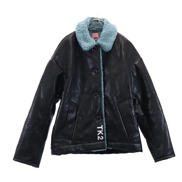atmos アトモス Takatsuki Kanako コラボ 裏ボア フェイク レザージャケット M ブラック×ブルー TK2 レディース