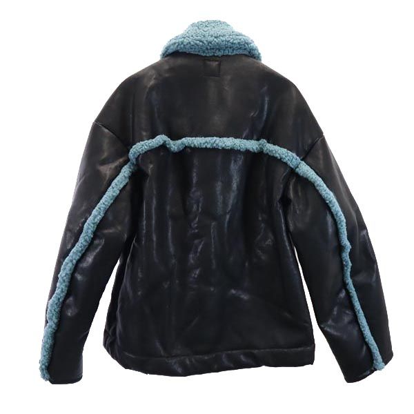 atmos アトモス Takatsuki Kanako コラボ 裏ボア フェイク レザージャケット M ブラック×ブルー TK2 レディース