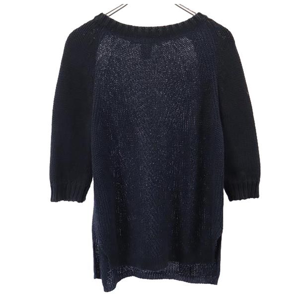 MARC BY MARC JACOBS マークバイマークジェイコブス 5分袖 リネンブレンド 切替 セーター XS ネイビー系 ニット レディース