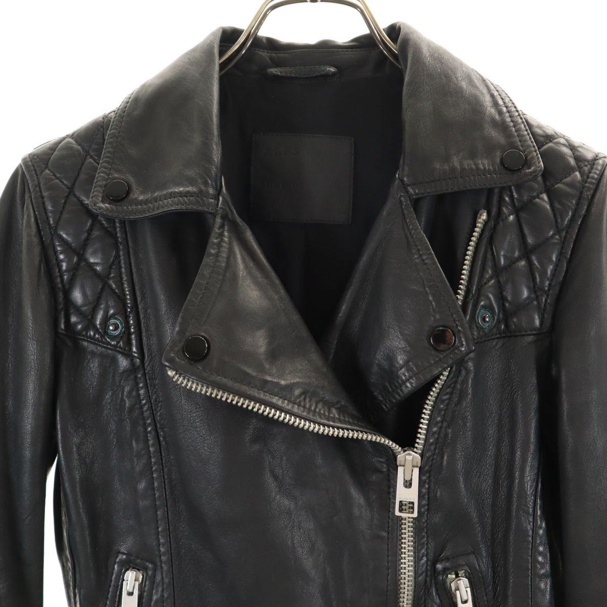 ALLSAINTS オールセインツ 羊革 レザー ダブルライダースジャケット 34 ブラック レディース