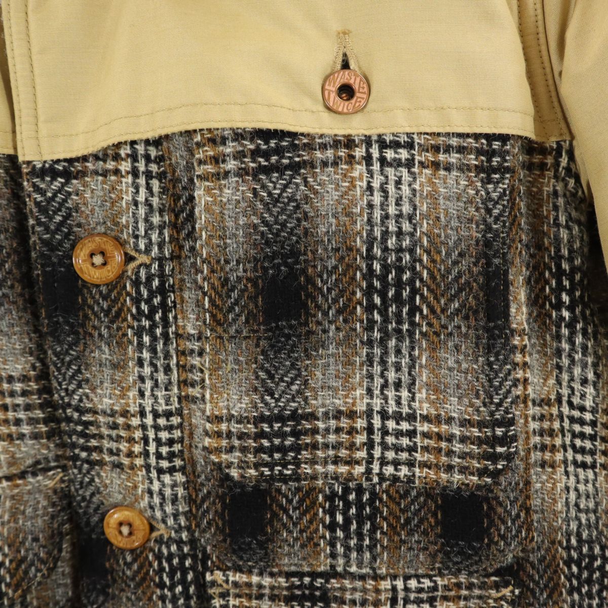WASTE(TWICE) ウェストトゥワイス 60/40 ロクヨンクロス ツイード ハンティングジャケット 1 ベージュ メンズ