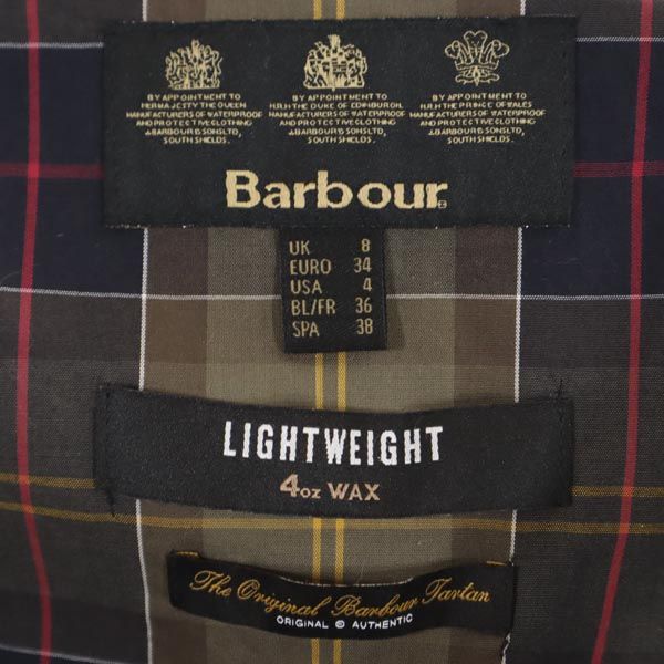Barbour バブアー ライトウエイト 4oz WAX ワックスド ジャケット USA 4 グリーン系 ワーク レディース