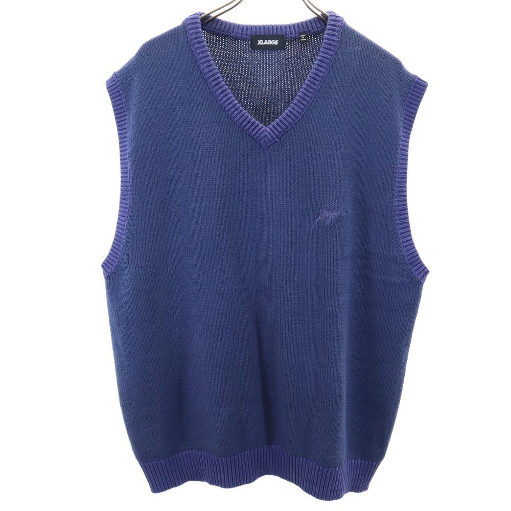 XLARGE エクストララージ ニット Vネック ベスト XL ネイビー系 メンズ