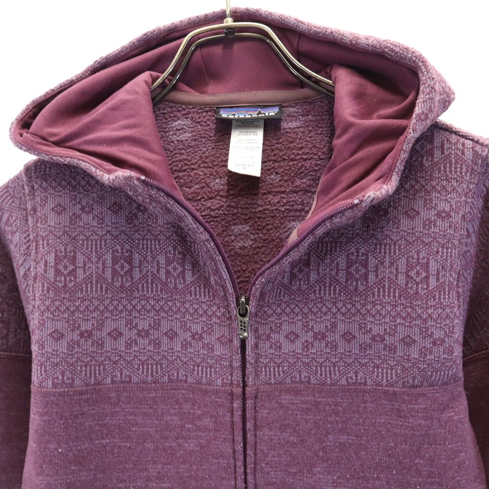 patagonia パタゴニア アウトドア FA12 2012年製 ニット ジップパーカー M パープル系 裏起毛 レディース