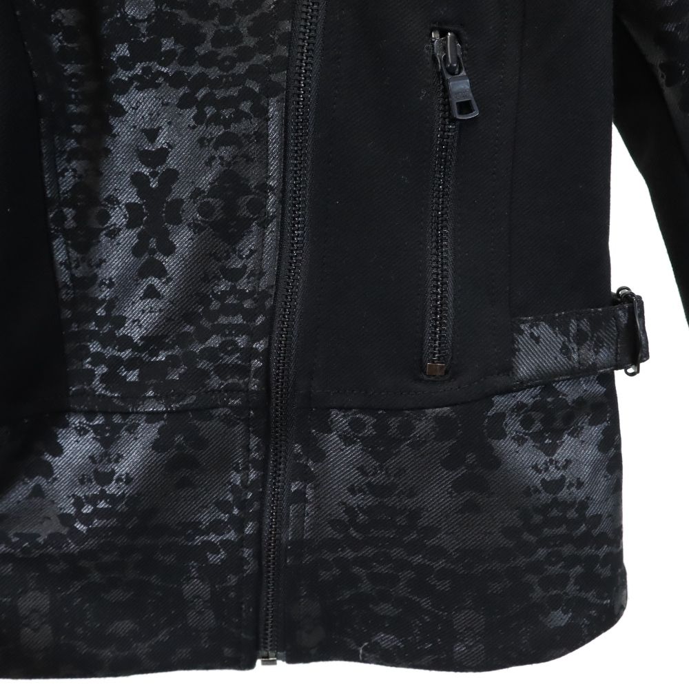 ARMANI EXCHANGE アルマーニエクスチェンジ 総柄 ダブルライダースジャケット XS ブラック系 レディース