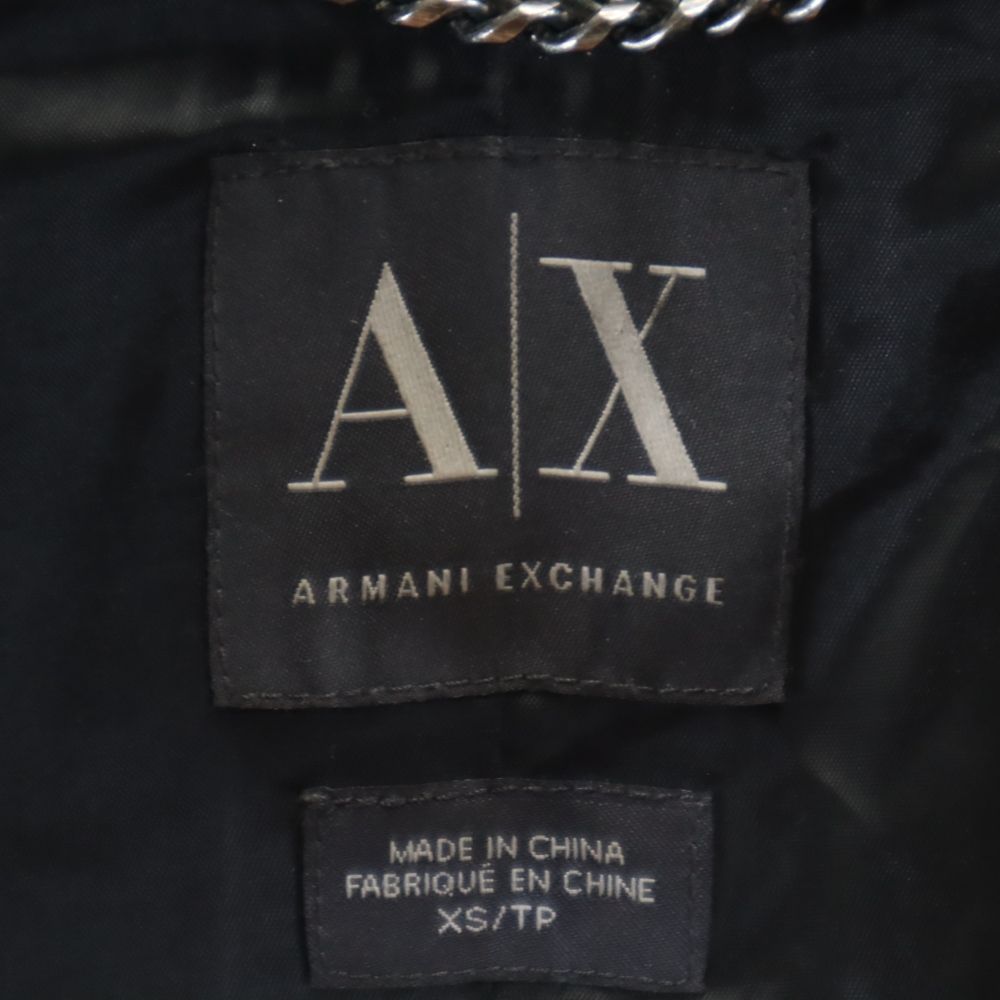 ARMANI EXCHANGE アルマーニエクスチェンジ 総柄 ダブルライダースジャケット XS ブラック系 レディース
