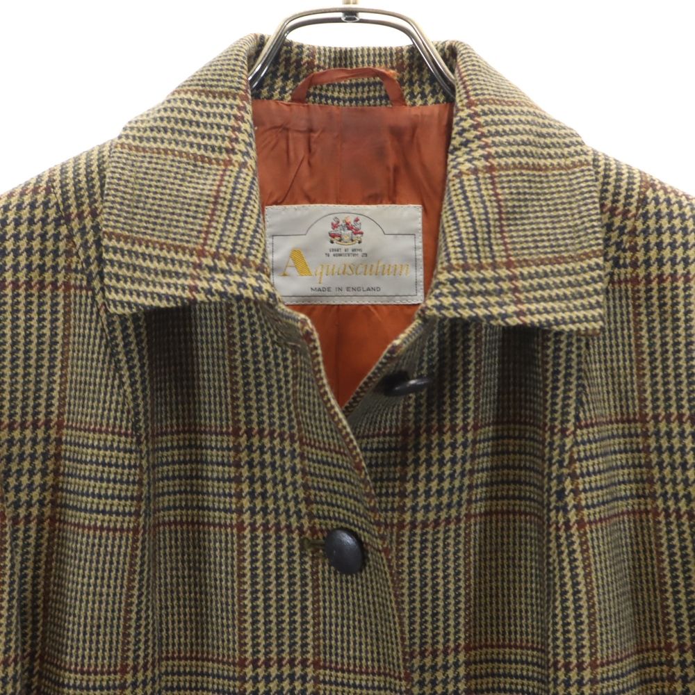 アクアスキュータム 英国製 チェック ウール テーラードジャケット ブラウン系 Aquascutum レディース