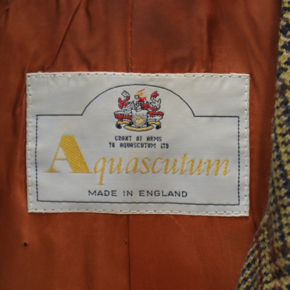 アクアスキュータム 英国製 チェック ウール テーラードジャケット ブラウン系 Aquascutum レディース