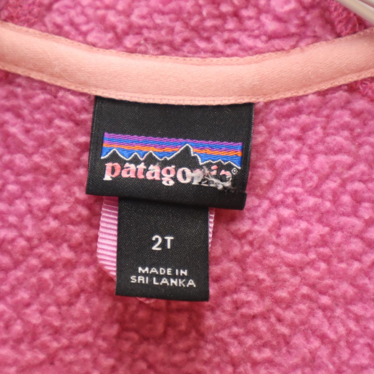 patagonia パタゴニア アウトドア 長袖 ニット ジップパーカー 2T ピンク系 裏ボア キッズ