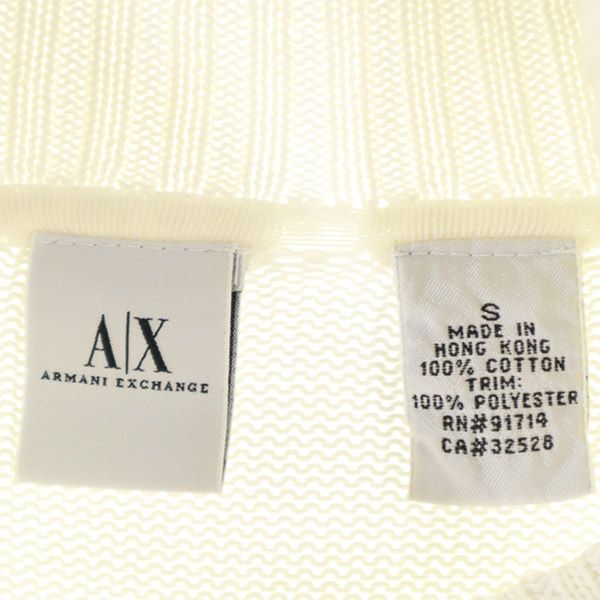 ARMANI EXCHANGE アルマーニエクスチェンジ 90s オールド コットン ニット ジャケット S ホワイト レディース