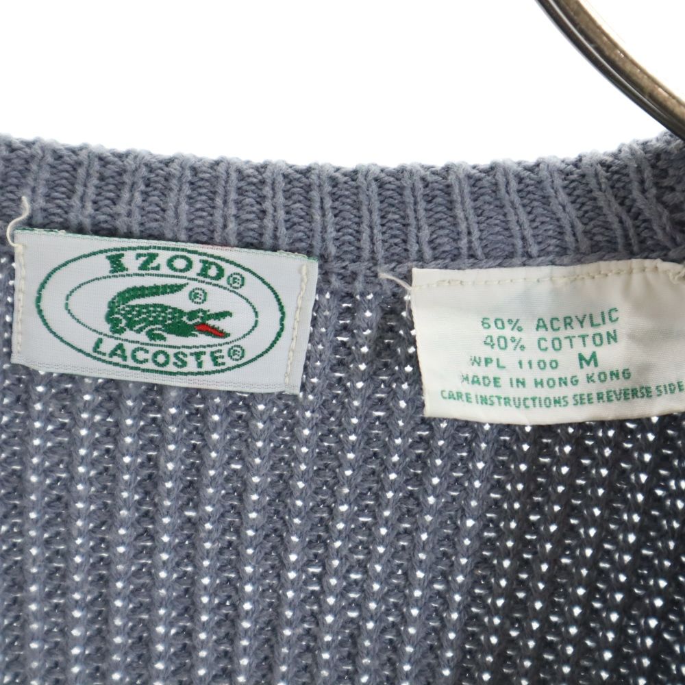 LACOSTE ラコステ 90s コットンブレンド オールド 長袖 ニット カーディガン M グレー系 レディース
