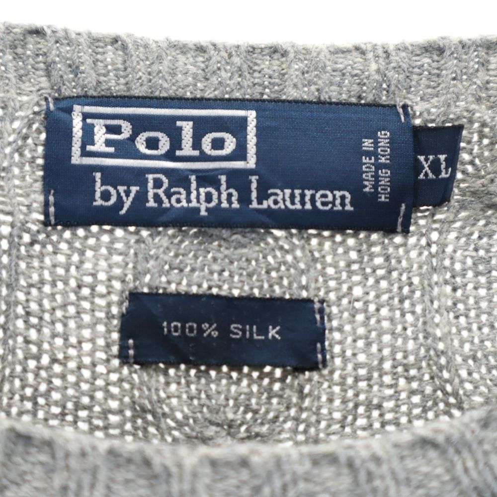 ポロバイラルフローレン 長袖 シルク セーター XL グレー系 Polo by Ralph Lauren ニット メンズ