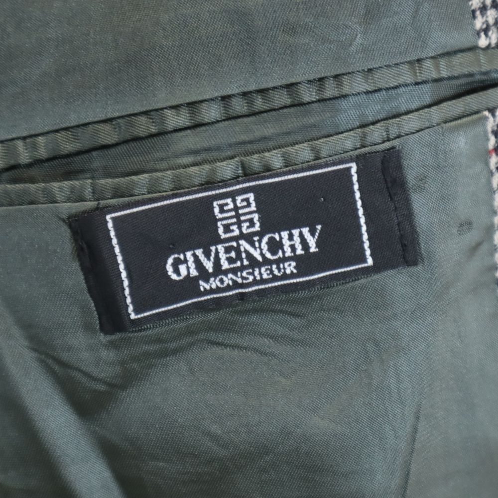 GIVENCHY ジバンシィ 80s 90s オールド チェック柄 テーラードジャケット グレー系 メンズ