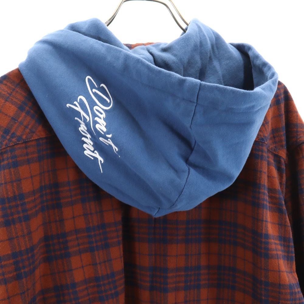 XLARGE エクストララージ チェック柄 長袖 フード付き シャツ M ブラウン系 メンズ