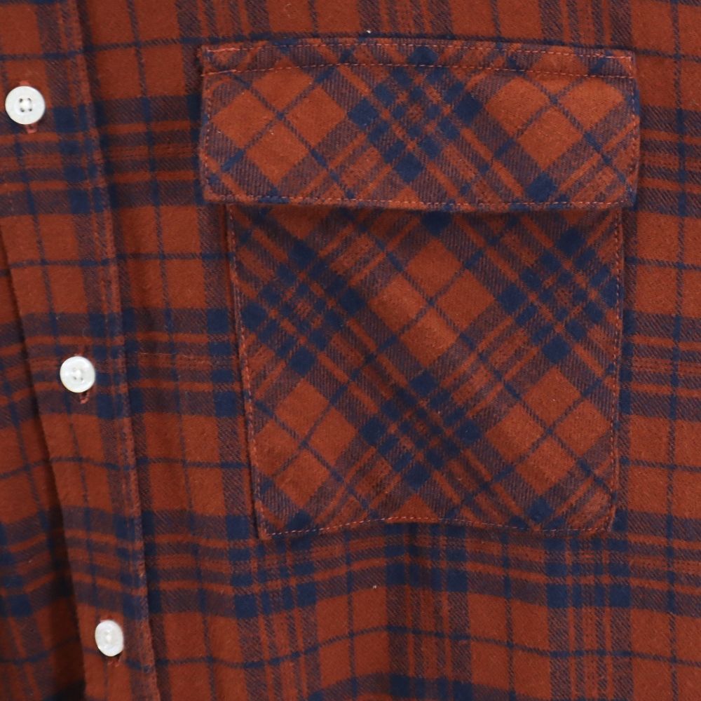 XLARGE エクストララージ チェック柄 長袖 フード付き シャツ M ブラウン系 メンズ