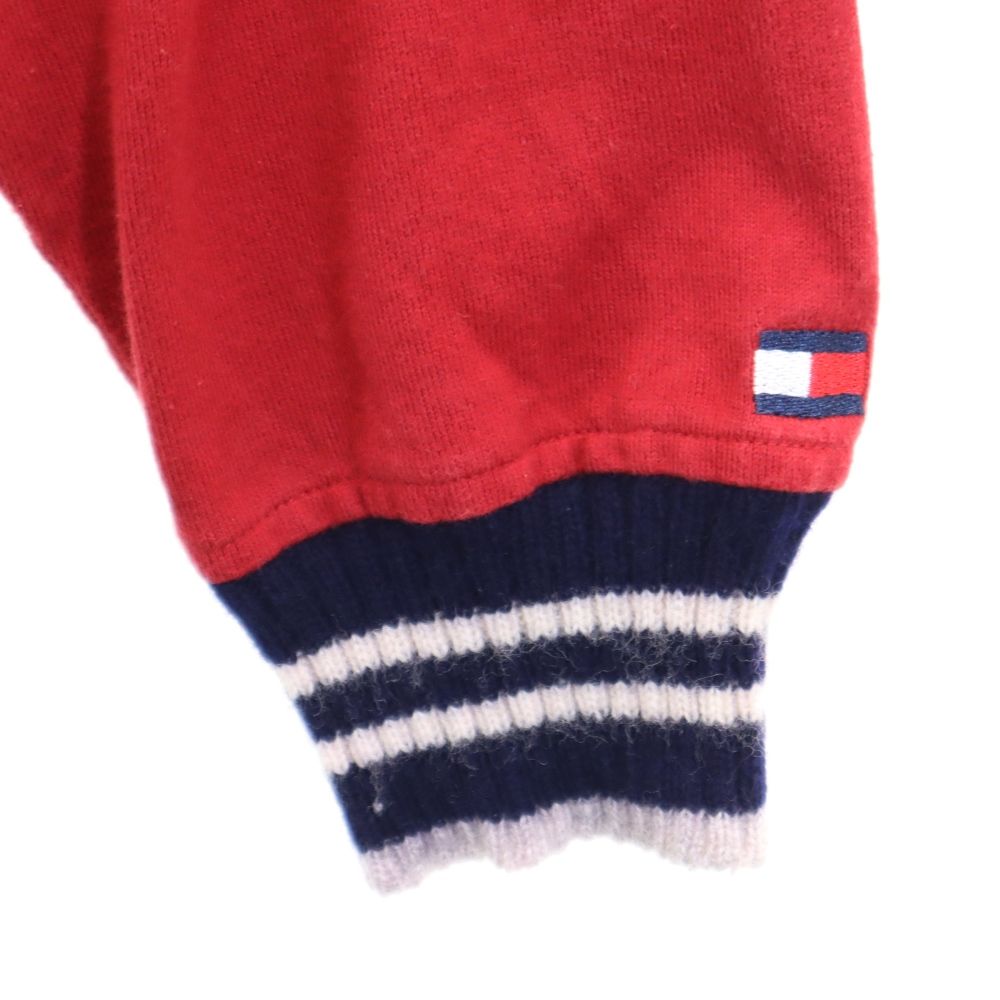 TOMMY HILFIGER トミーヒルフィガー 90s フラッグタグ オールド 長袖 Vネック Tシャツ M 赤系 ロンT メンズ