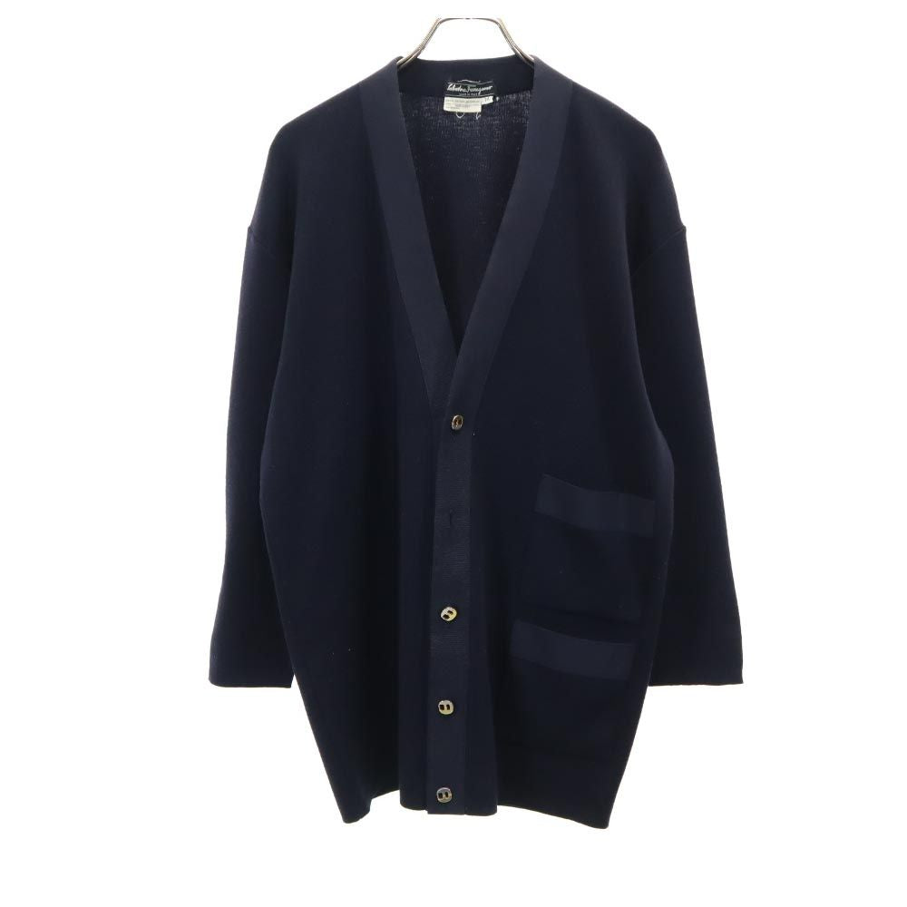 Salvatore Ferragamo サルヴァトーレフェラガモ イタリア製 ウール ニット カーディガン M ネイビー メンズ
