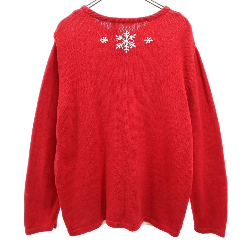 holidayeditions 雪柄 長袖 カーディガン セーター レッド holidayeditions ニット レディース