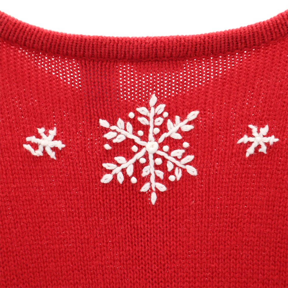 holidayeditions 雪柄 長袖 カーディガン セーター レッド holidayeditions ニット レディース