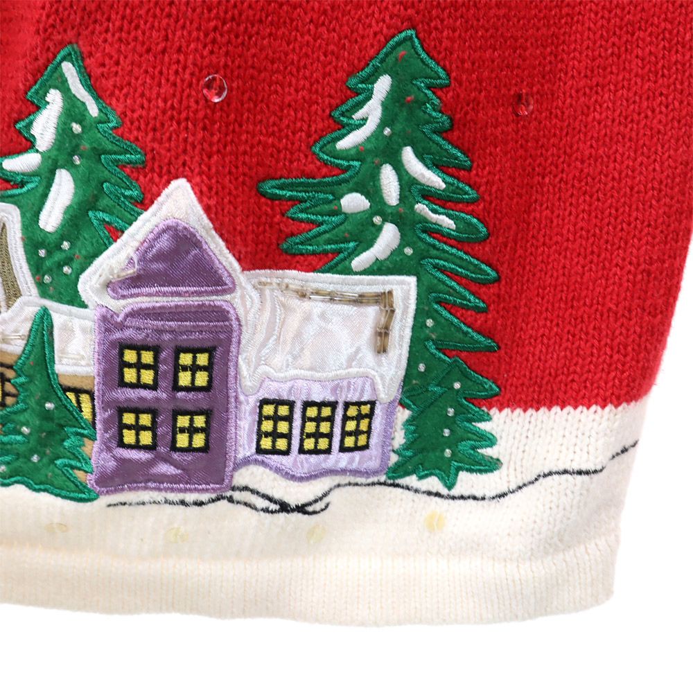 holidayeditions 雪柄 長袖 カーディガン セーター レッド holidayeditions ニット レディース