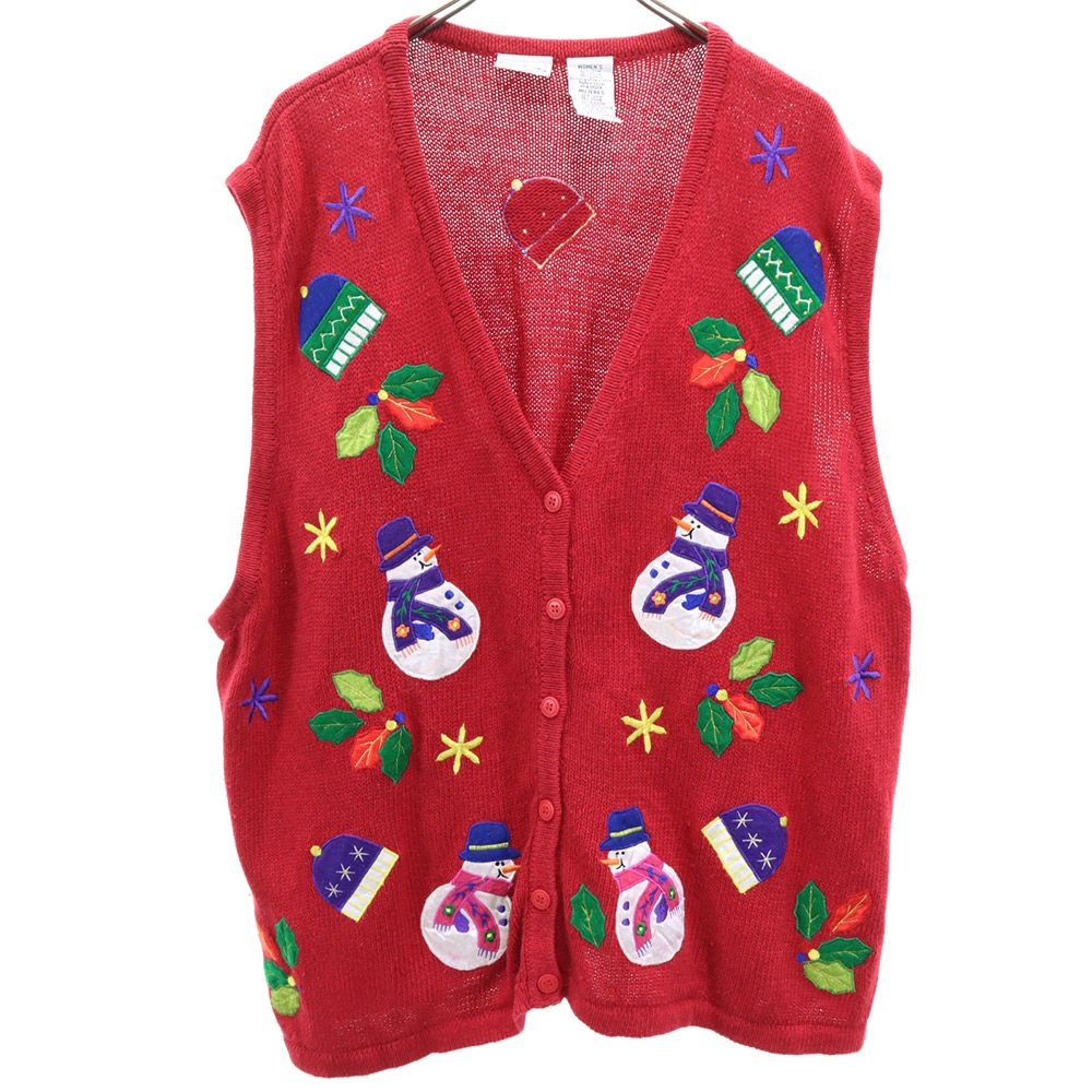 ボビーブルックス ニット ベスト レッド Bobbie Brooks レディース