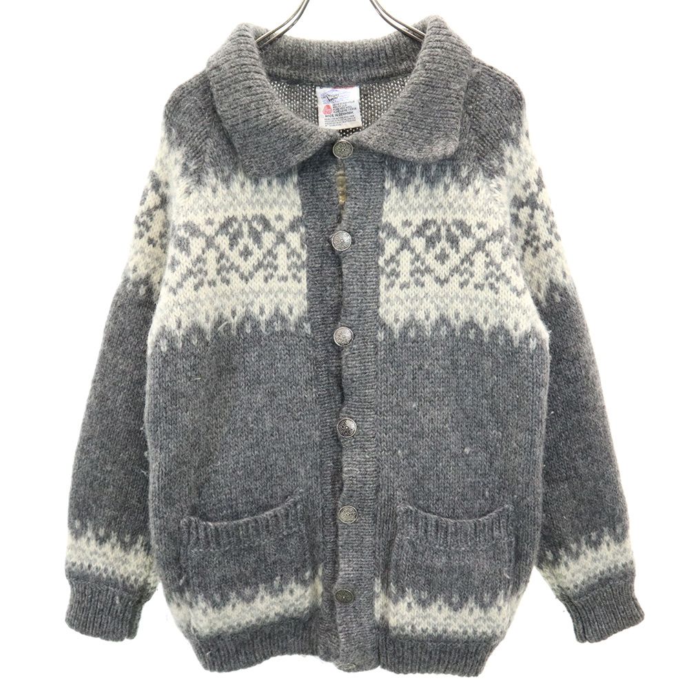 STOBI ノルディック ウール カーディガン L グレー メンズ