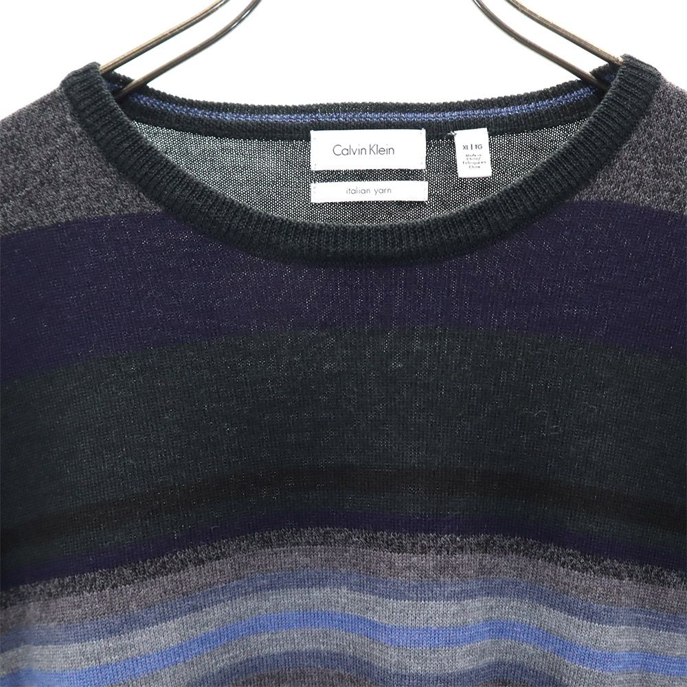 Calvin klein カルバンクライン ウールブレンド 長袖 セーター XL ブラック系 ニット メンズ