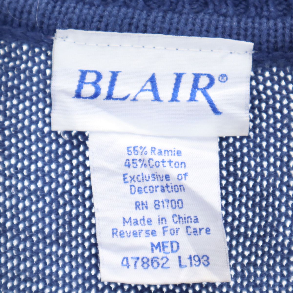 ブレアー 雪だるま ニットベスト M ブルー BLAIR レディース