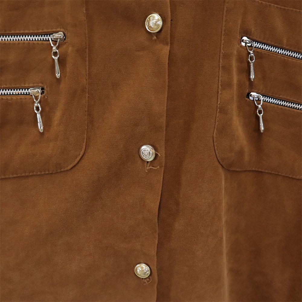 OLD オールド 90s 長袖 フェイクスウェード シャツ XL ブラウン系 メンズ