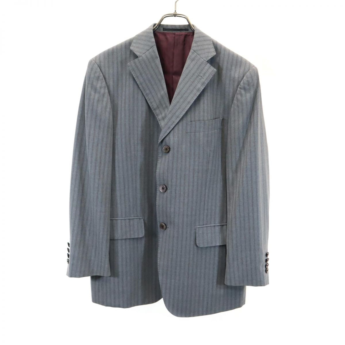 VISARUNO ビサルノ 日本製 ウール ストライプ スーツ 上下 セットアップ グレー メンズ