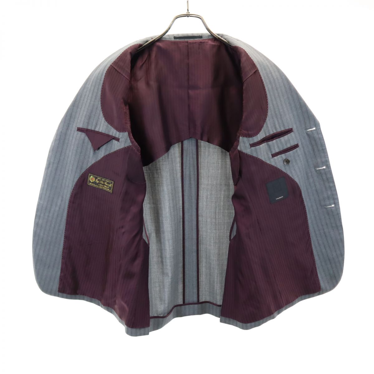 VISARUNO ビサルノ 日本製 ウール ストライプ スーツ 上下 セットアップ グレー メンズ