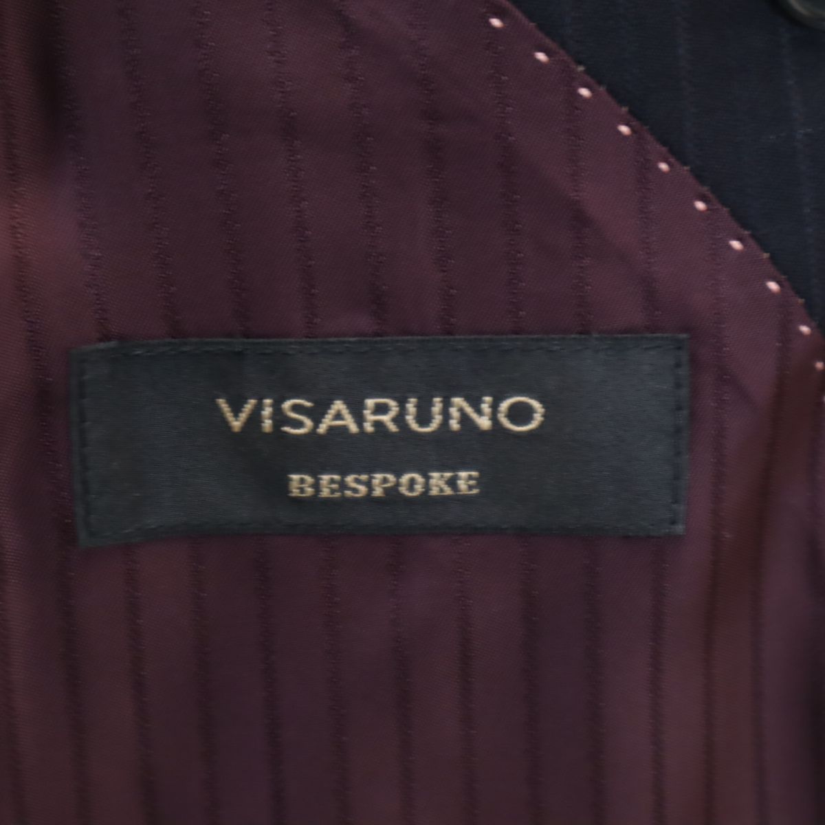 VISARUNO ビサルノ 日本製 ウール ストライプ スーツ 上下 セットアップ ネイビー メンズ