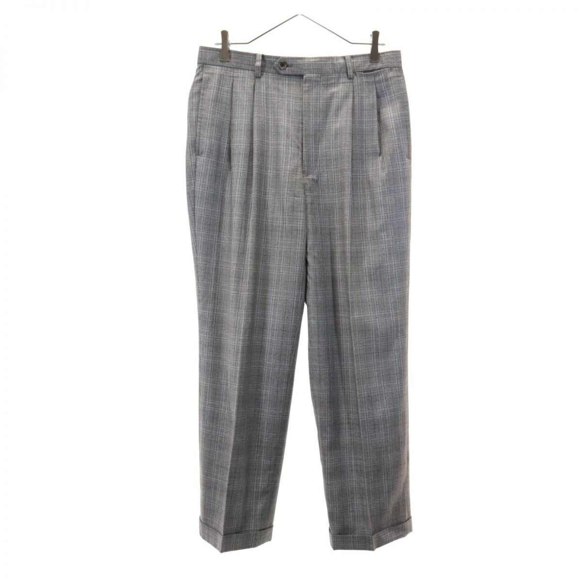 VISARUNO ビサルノ 日本製 ウール チェック柄 スーツ 上下 セットアップ 4M グレー メンズ