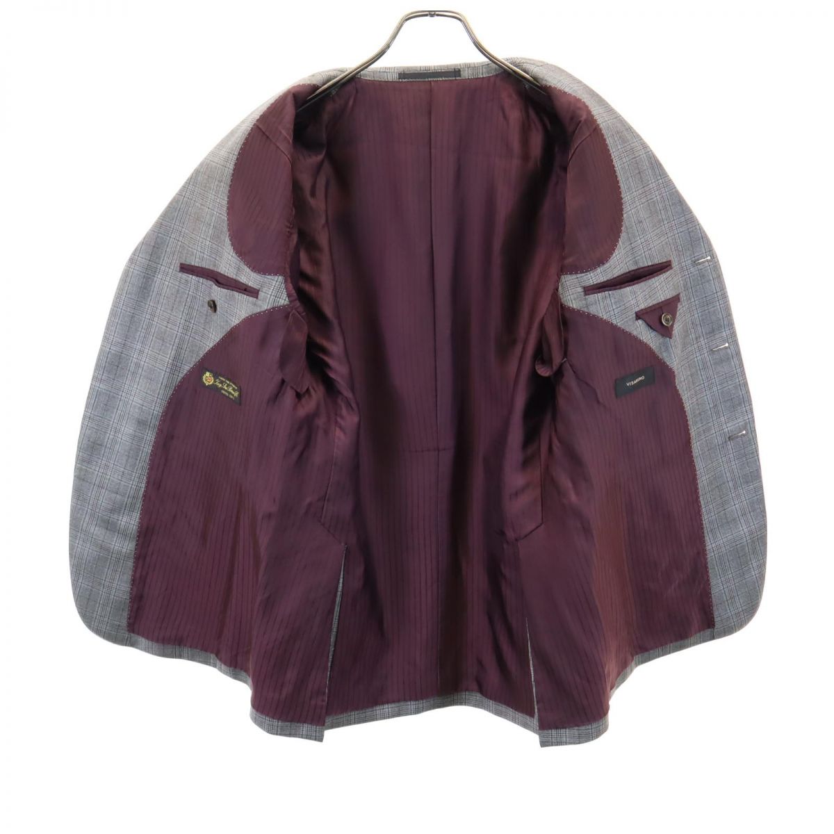 VISARUNO ビサルノ 日本製 ウール チェック柄 スーツ 上下 セットアップ 4M グレー メンズ