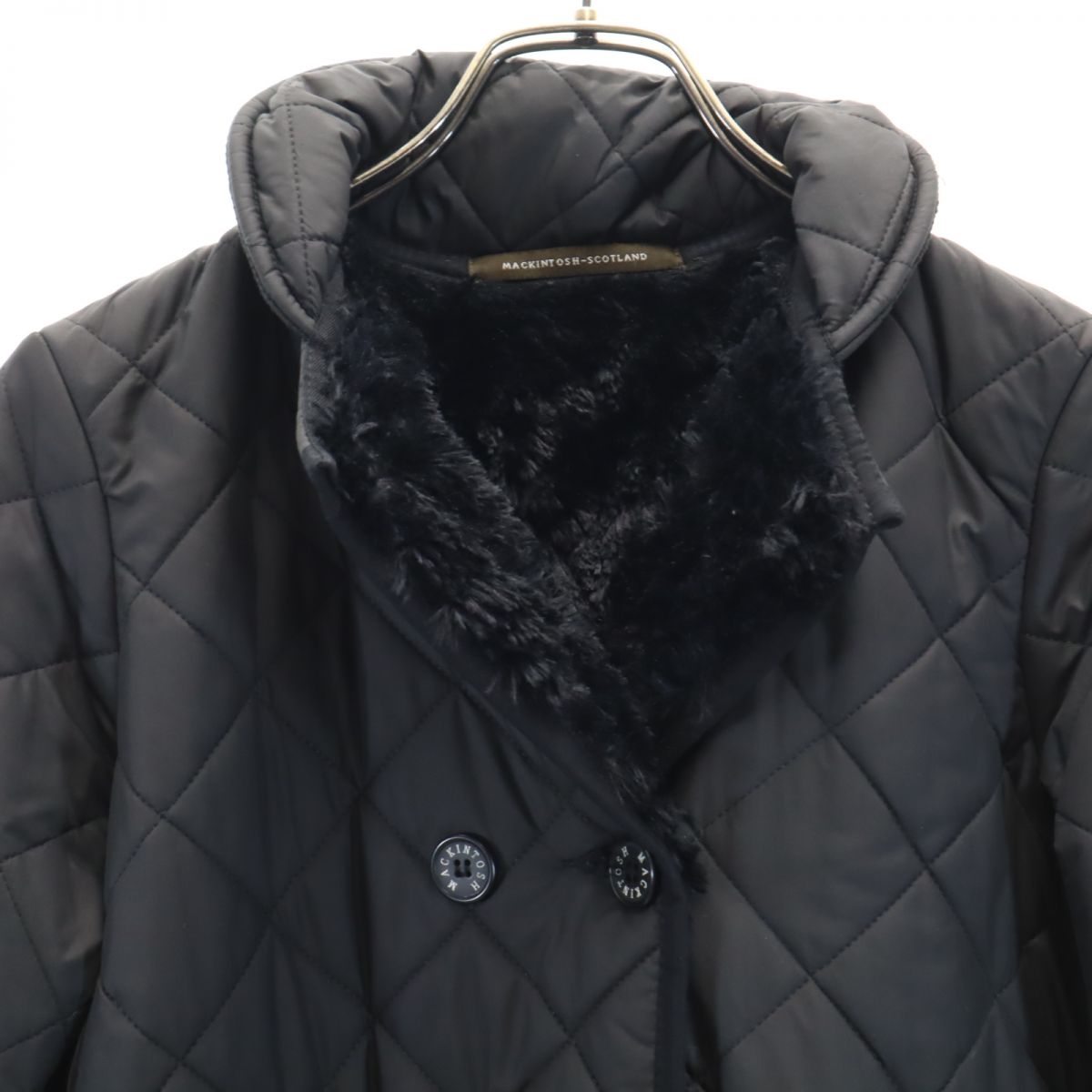 Mackintosh マッキントッシュ イギリス製 キルティングジャケット 34 ブラック 裏ボアファー レディース
