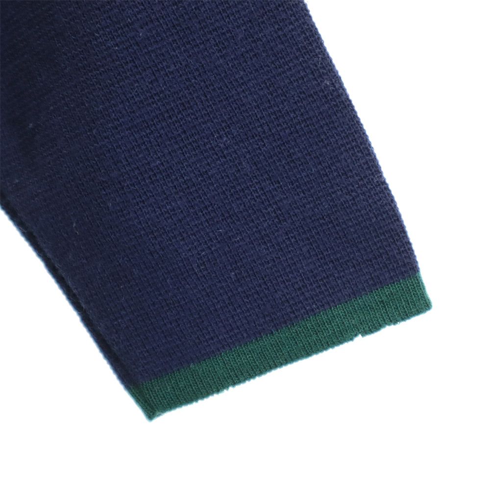 CELINE セリーヌ 日本製 ウールブレンド ニットジャケット 90cm ネイビー×グリーン ベビー キッズ