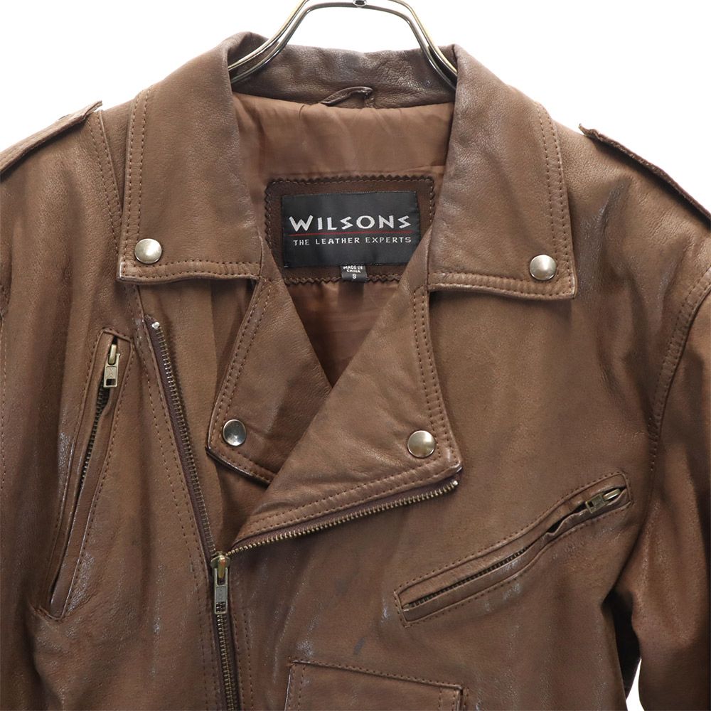 WILSONS ウィルソンズ 本革 レザー ダブルライダースジャケット S ブラウン メンズ