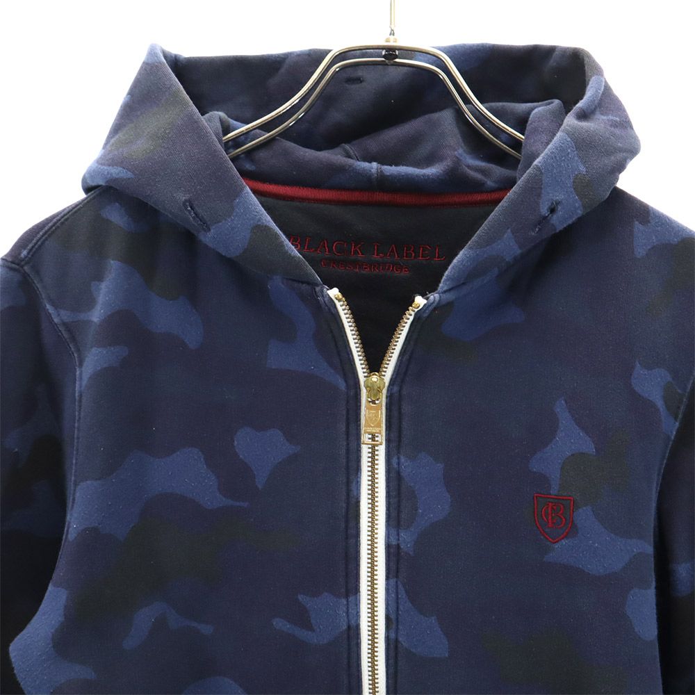BLACK LABEL CRESTBRIDGE ブラックレーベルクレストブリッジ 三陽商会 カモフラ柄 長袖 ジップパーカー 2 ネイビー系 迷彩 スウェット メンズ