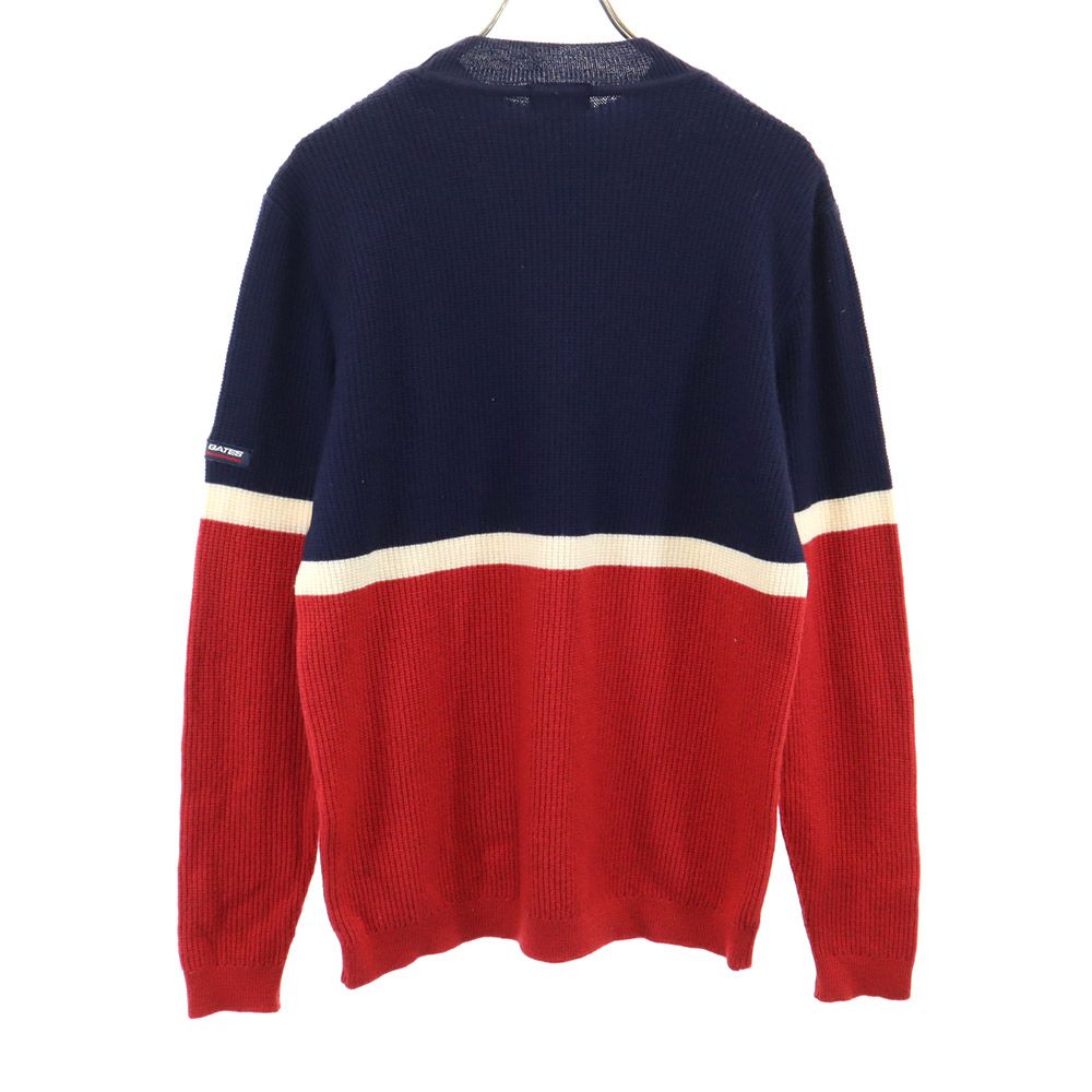 PEARLY GATES パーリーゲイツ 日本製 ゴルフ 長袖 ウール セーター 5 ネイビー×レッド ニット メンズ