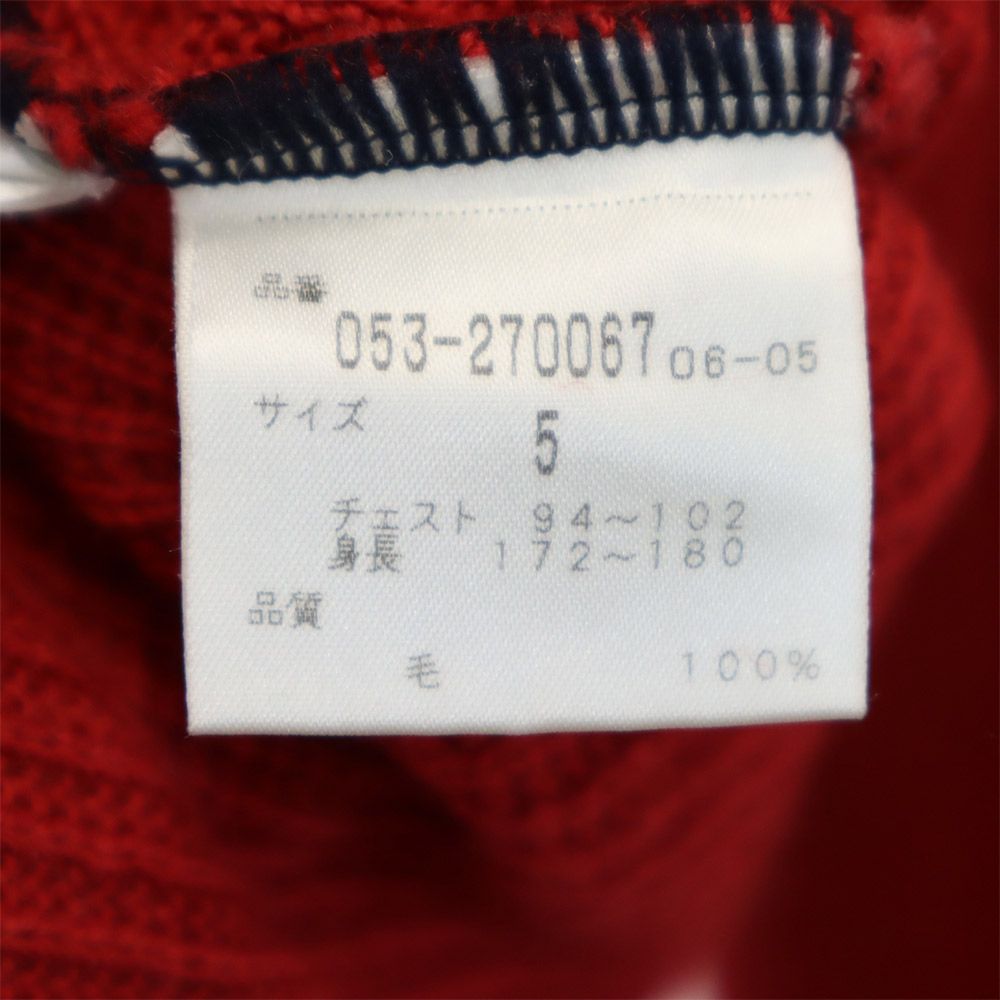 PEARLY GATES パーリーゲイツ 日本製 ゴルフ 長袖 ウール セーター 5 ネイビー×レッド ニット メンズ