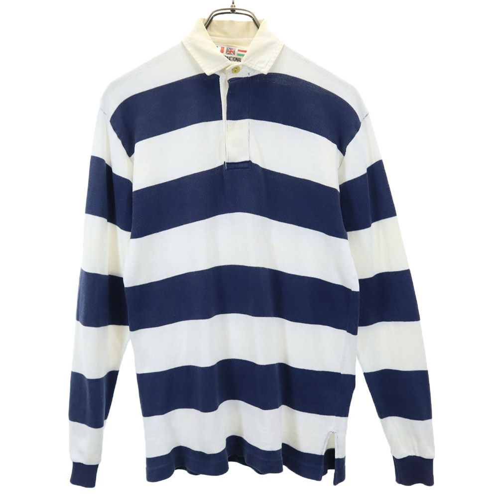 INTERNATIONAL RUGBY JERSEY ボーダー柄 ラグビー 長袖 ラガーシャツ M ネイビー×ホワイト INTERNATIONAL RUGBY JERSEY ニット ジャージ メンズ