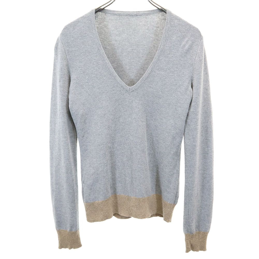 AEFFE アエッフェ 長袖 Vネック セーター 38 グレー系 ニット レディース