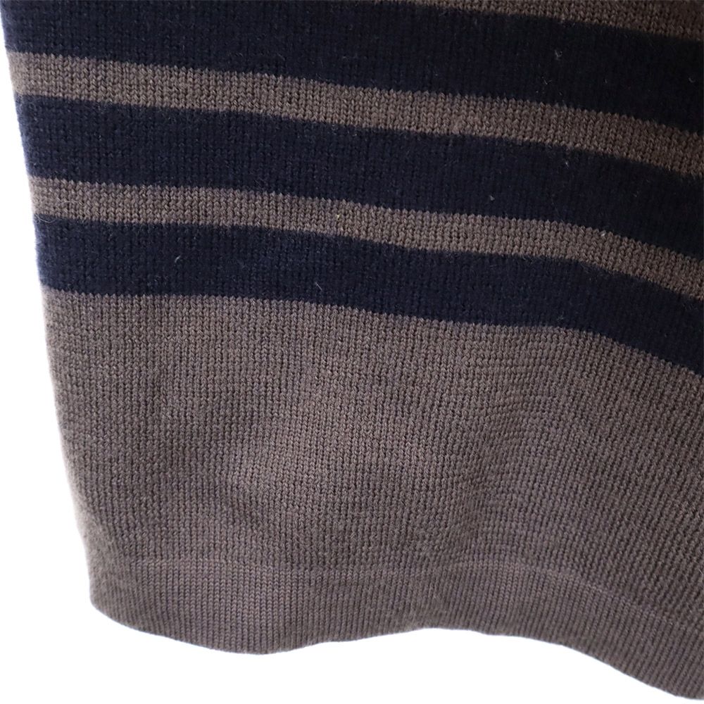 ATTACHMENT アタッチメント 日本製 ボーダー柄 長袖 ウール セーター 2 ブラウン ニット レディース