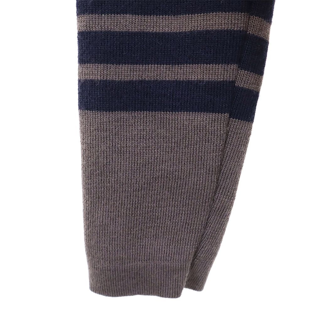 ATTACHMENT アタッチメント 日本製 ボーダー柄 長袖 ウール セーター 2 ブラウン ニット レディース