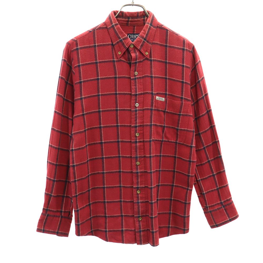 CHAPS RALPH LAUREN チャップスラルフローレン チェック柄 長袖 ボタンダウンシャツ M 赤系 メンズ