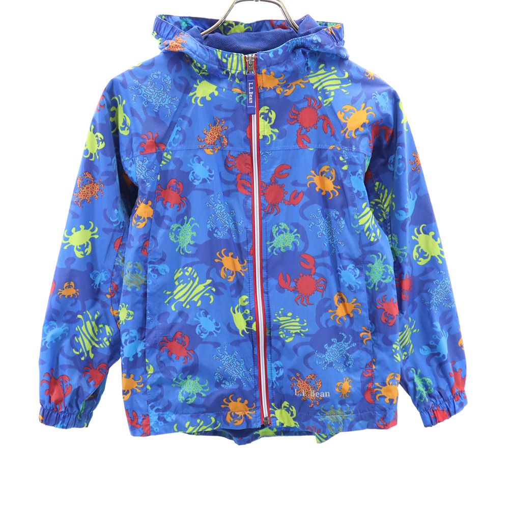 L.L.Bean エルエルビーン アウトドア 総柄 ナイロンジャケット 8 青系 キッズ