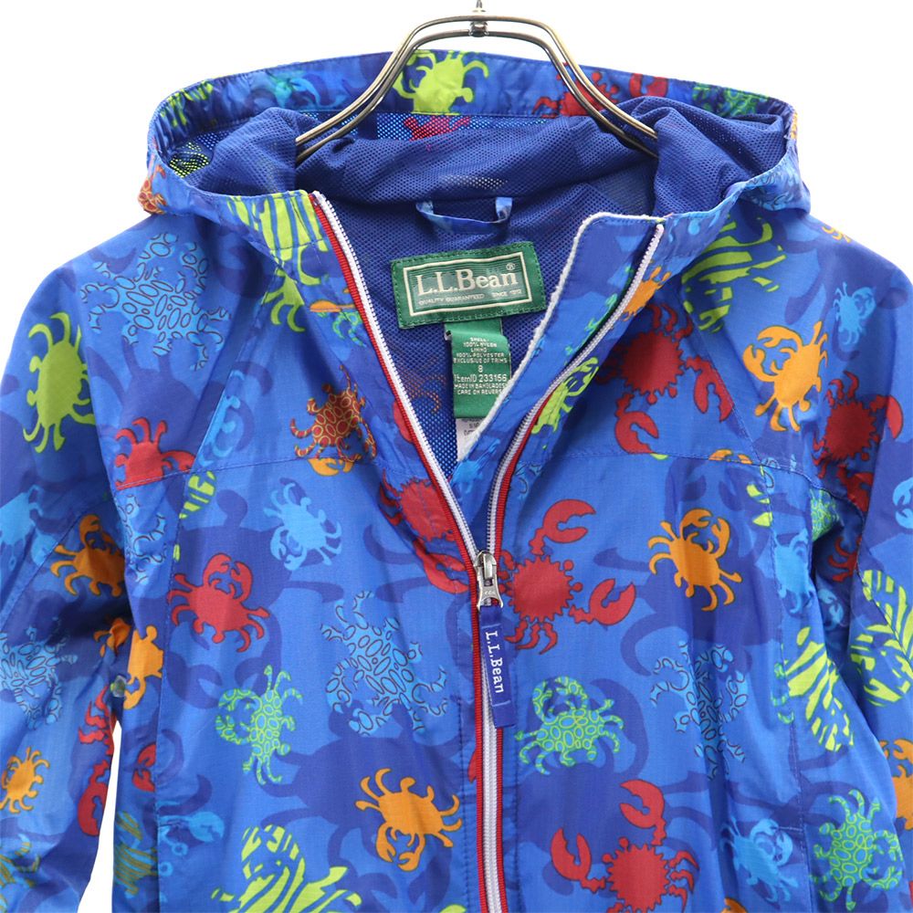 L.L.Bean エルエルビーン アウトドア 総柄 ナイロンジャケット 8 青系 キッズ