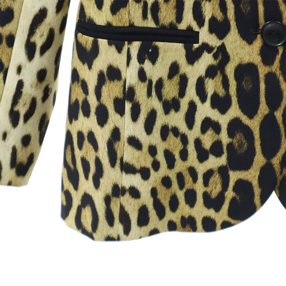 MOSCHINO モスキーノ チープアンドシック レオパード柄 テーラードジャケット USA 6 ベージュ系×ブラック CHEAP AND CHIC レディース