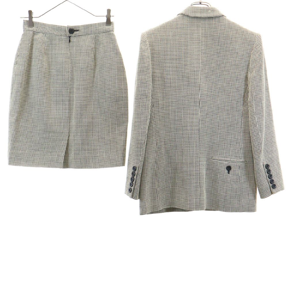 GIVENCHY ジバンシィ ウール チェック柄 スカートスーツ 上下 セットアップ 38 グレー系 レディース