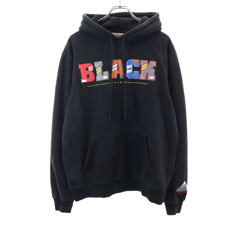 BLACK PYRAMID ブラックピラミッド 長袖 スウェットパーカー L ブラック プルオーバー ロゴ メンズ